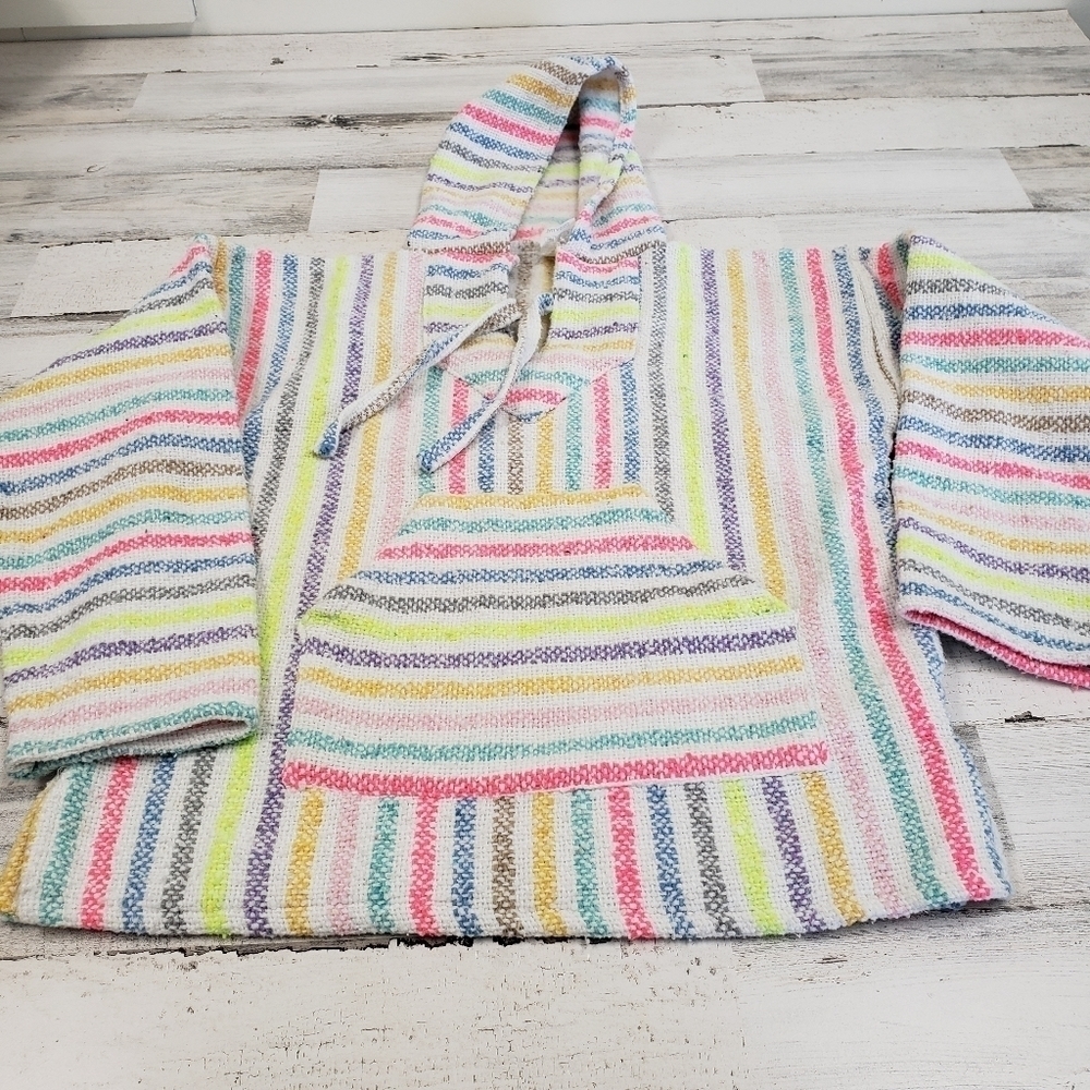 Artilana Rainbow Poncho Hoodie Size Small